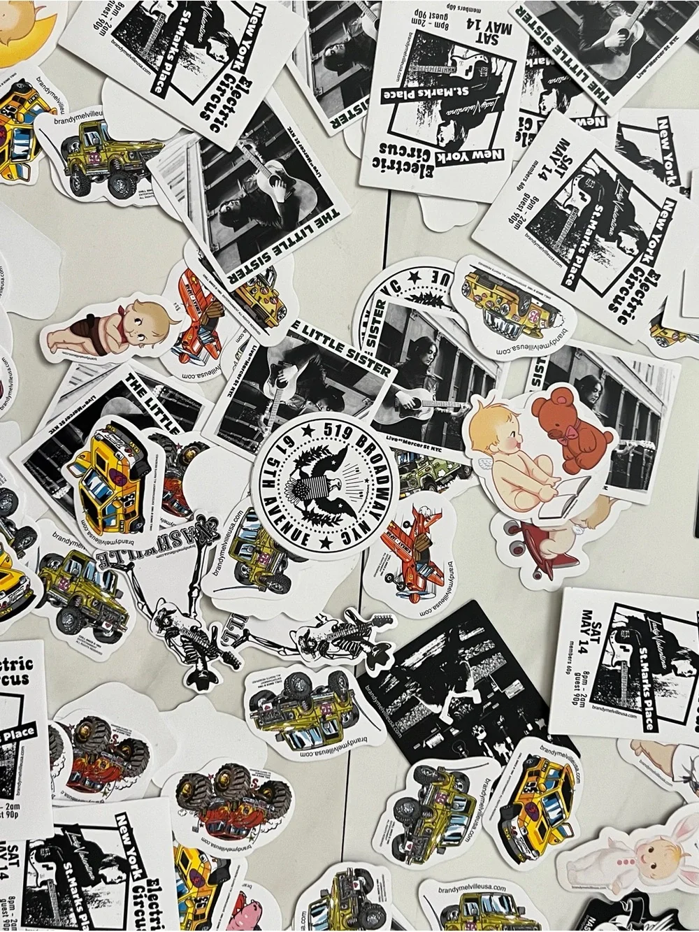 Brandy Melville Assorted Sticker Pack - Black, White & Colorful Cartoon Designs